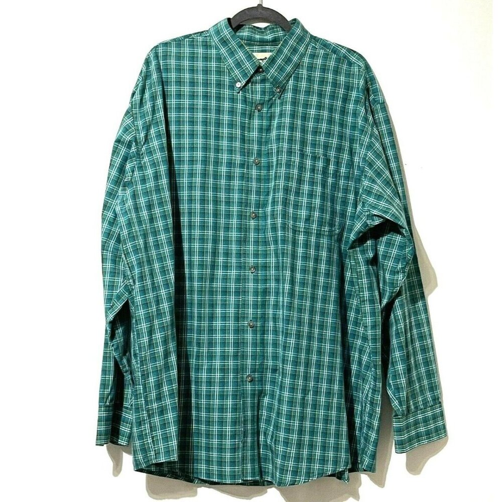 Wrangler Riata Mens Green Plaid Long Sleeve Button-Down Shirt Size XXL